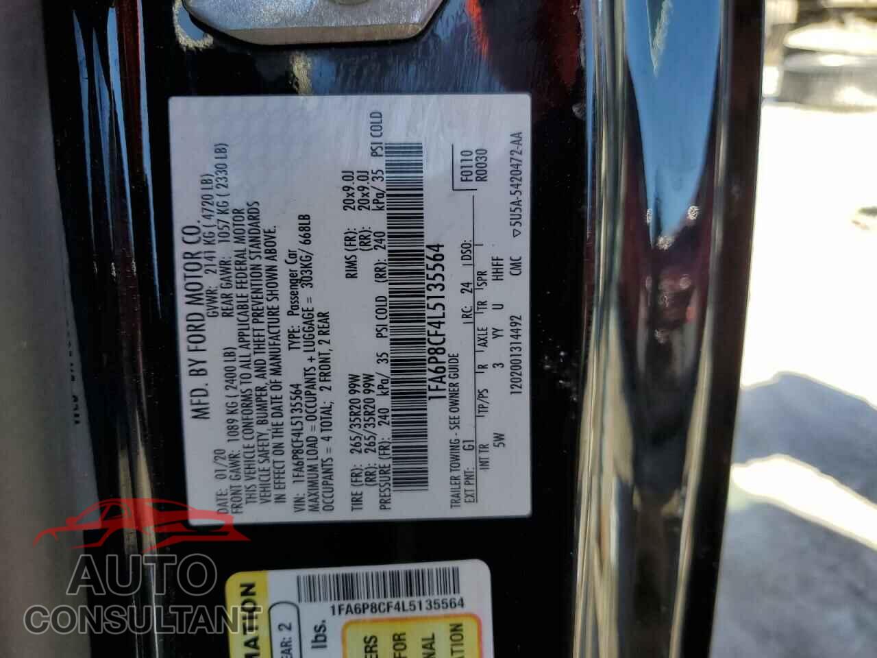 FORD MUSTANG 2020 - 1FA6P8CF4L5135564