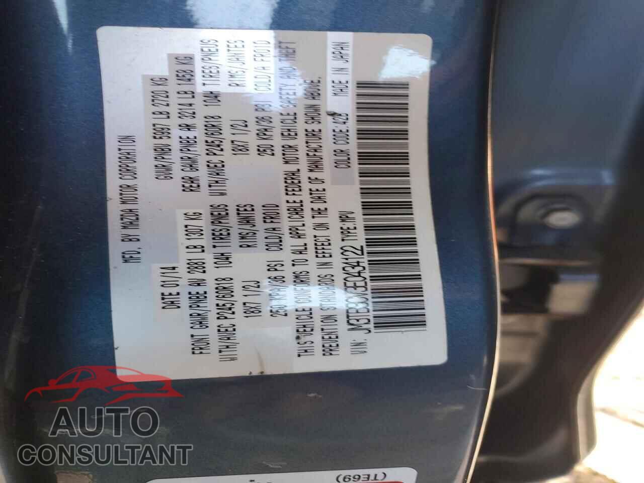 MAZDA CX-9 2014 - JM3TB3CV3E0434122