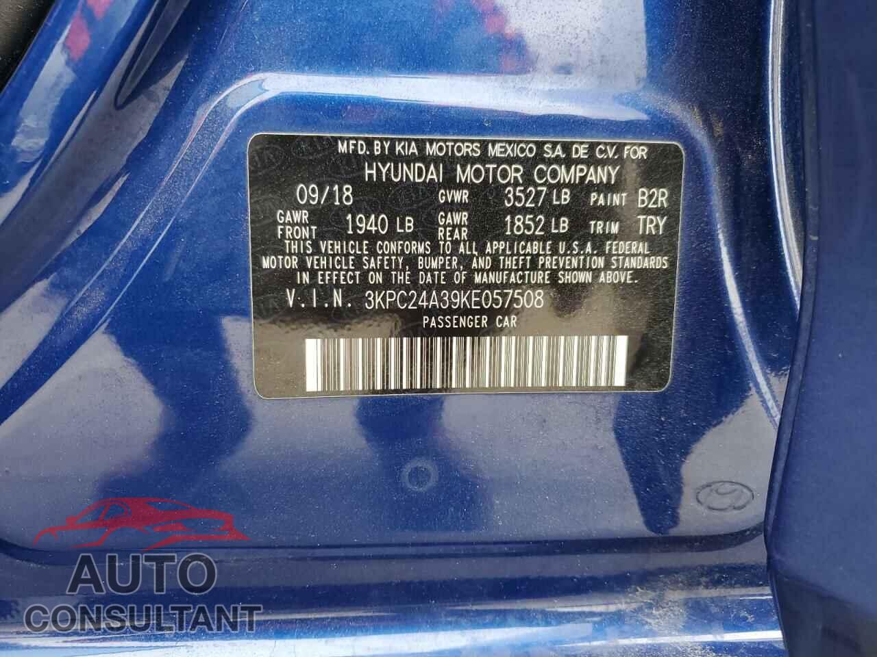 HYUNDAI ACCENT 2019 - 3KPC24A39KE057508