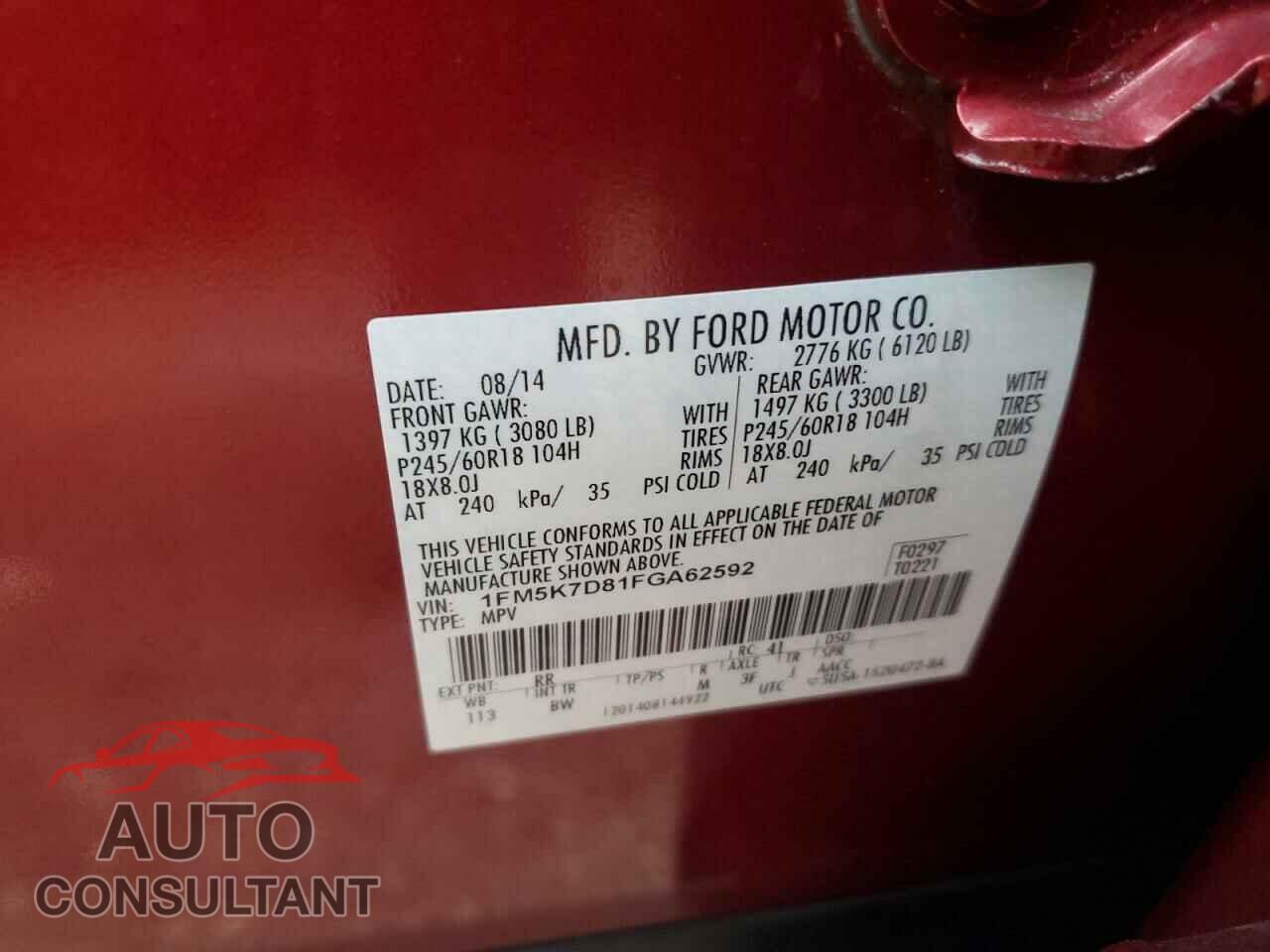 FORD EXPLORER 2015 - 1FM5K7D81FGA62592