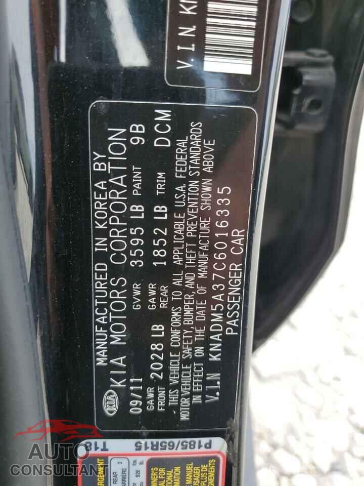 KIA RIO 2012 - KNADM5A37C6016335