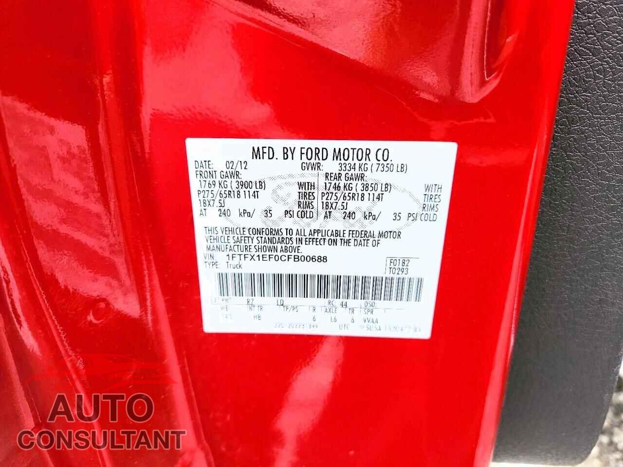 FORD F150 2012 - 1FTFX1EF0CFB00688