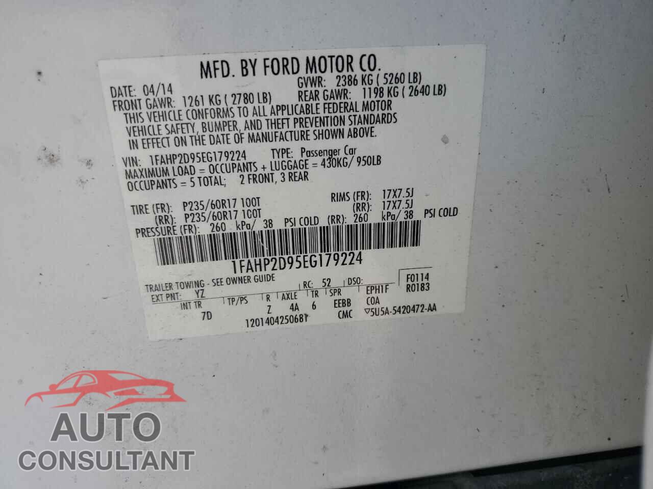 FORD TAURUS 2014 - 1FAHP2D95EG179224