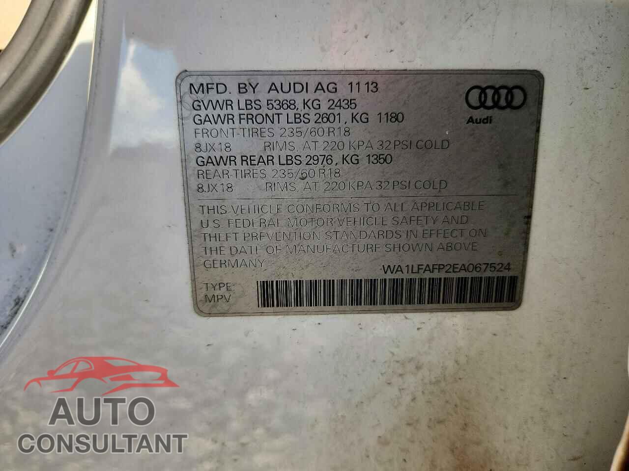 AUDI Q5 2014 - WA1LFAFP2EA067524