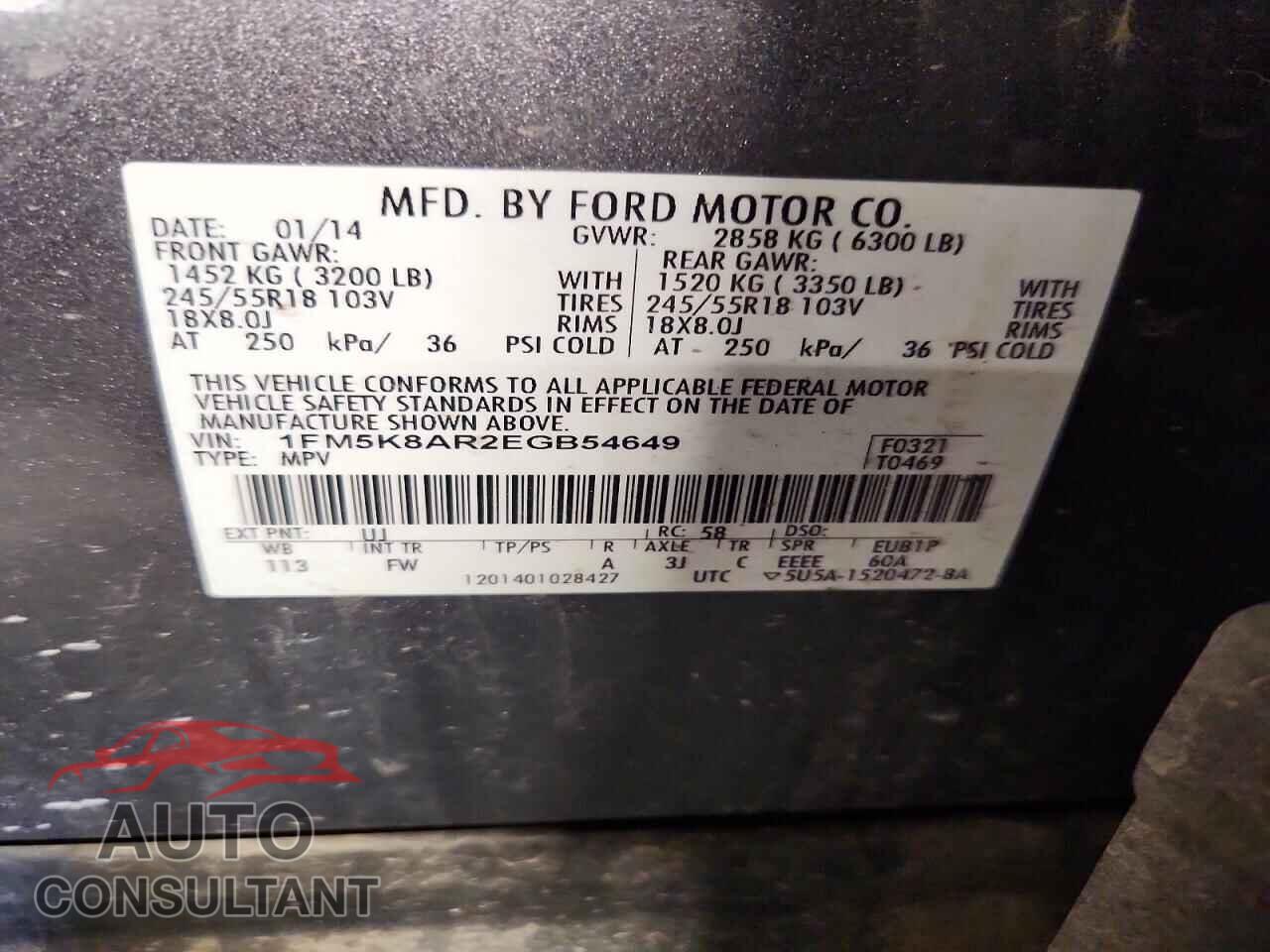 FORD EXPLORER 2014 - 1FM5K8AR2EGB54649
