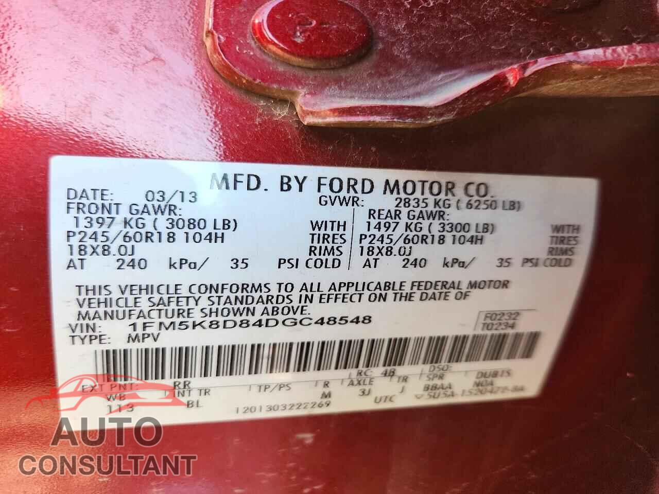 FORD EXPLORER 2013 - 1FM5K8D84DGC48548