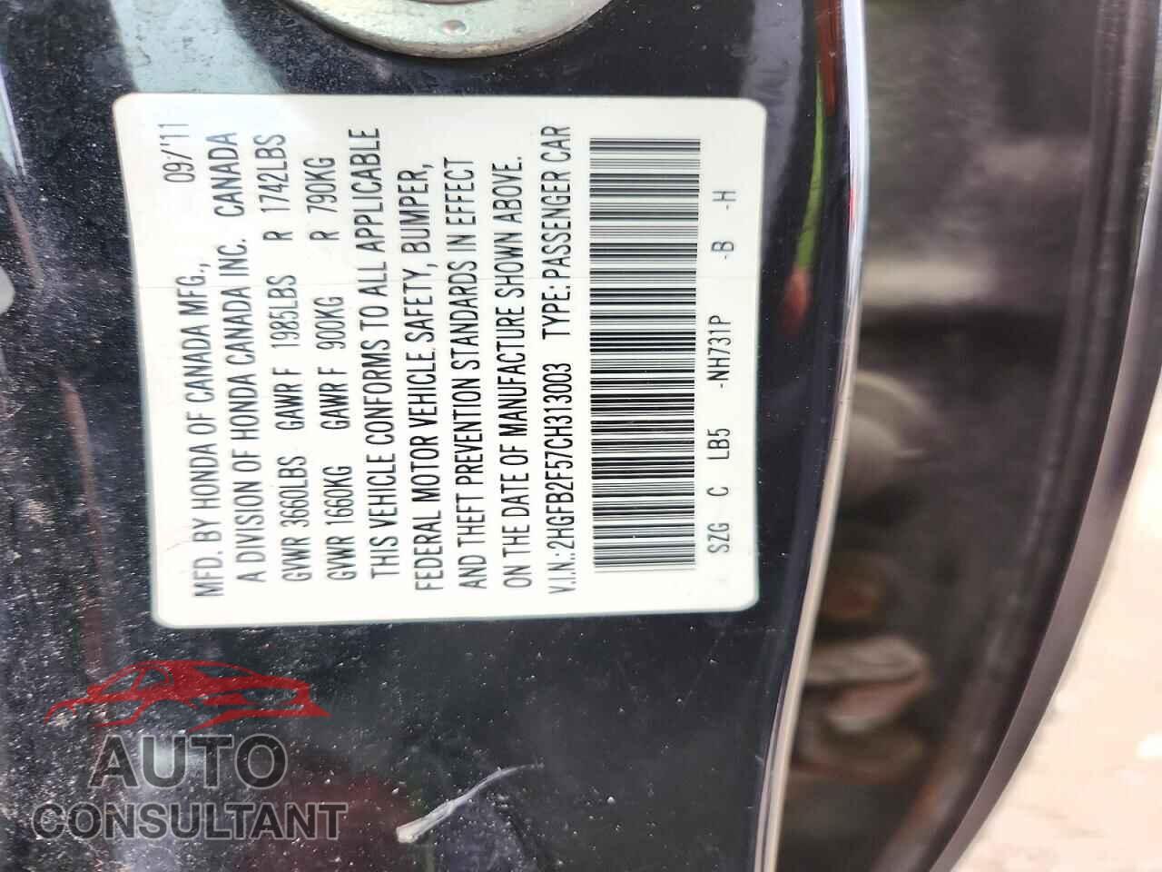 HONDA CIVIC 2012 - 2HGFB2F57CH313003