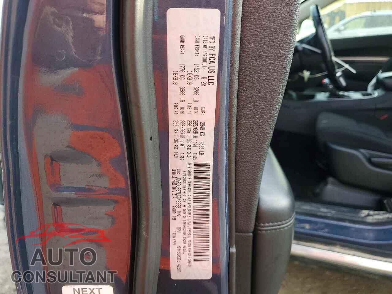 DODGE DURANGO 2020 - 1C4RDJAG7LC342268