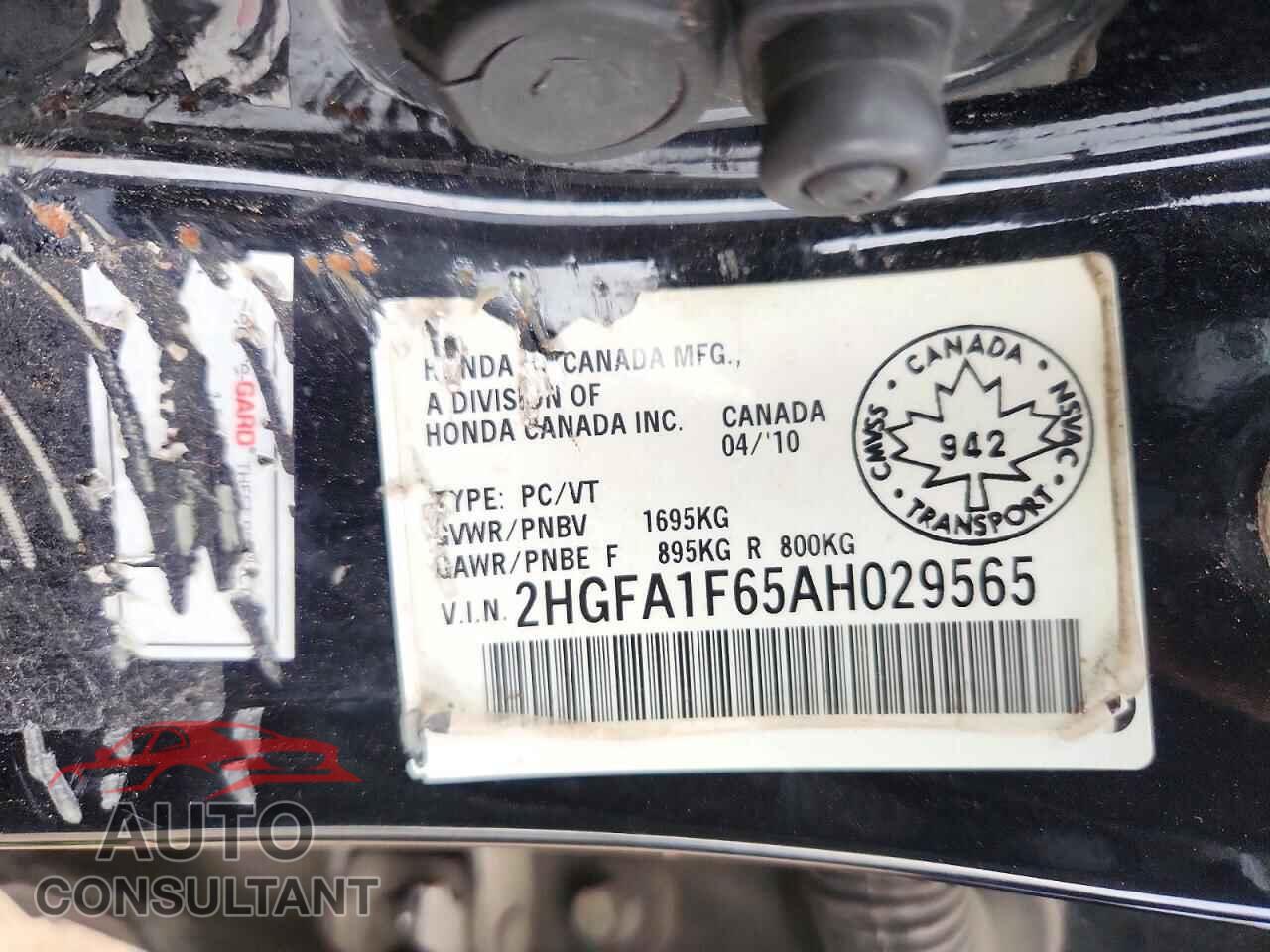 HONDA CIVIC 2010 - 2HGFA1F65AH029565