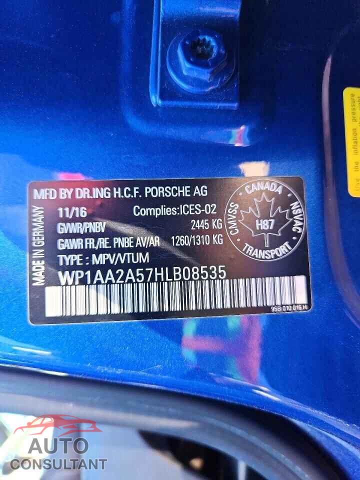 PORSCHE MACAN 2017 - WP1AA2A57HLB08535