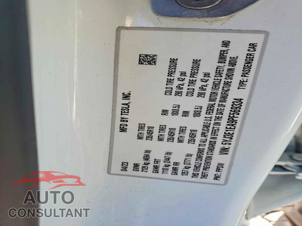 TESLA MODEL 3 2023 - 5YJ3E1EA9PF569334