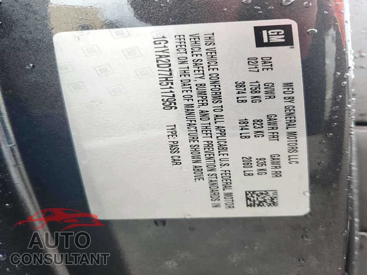 CHEVROLET CORVETTE 2017 - 1G1YA2D77H5117956