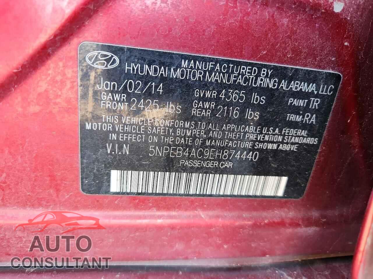 HYUNDAI SONATA 2014 - 5NPEB4AC9EH874440