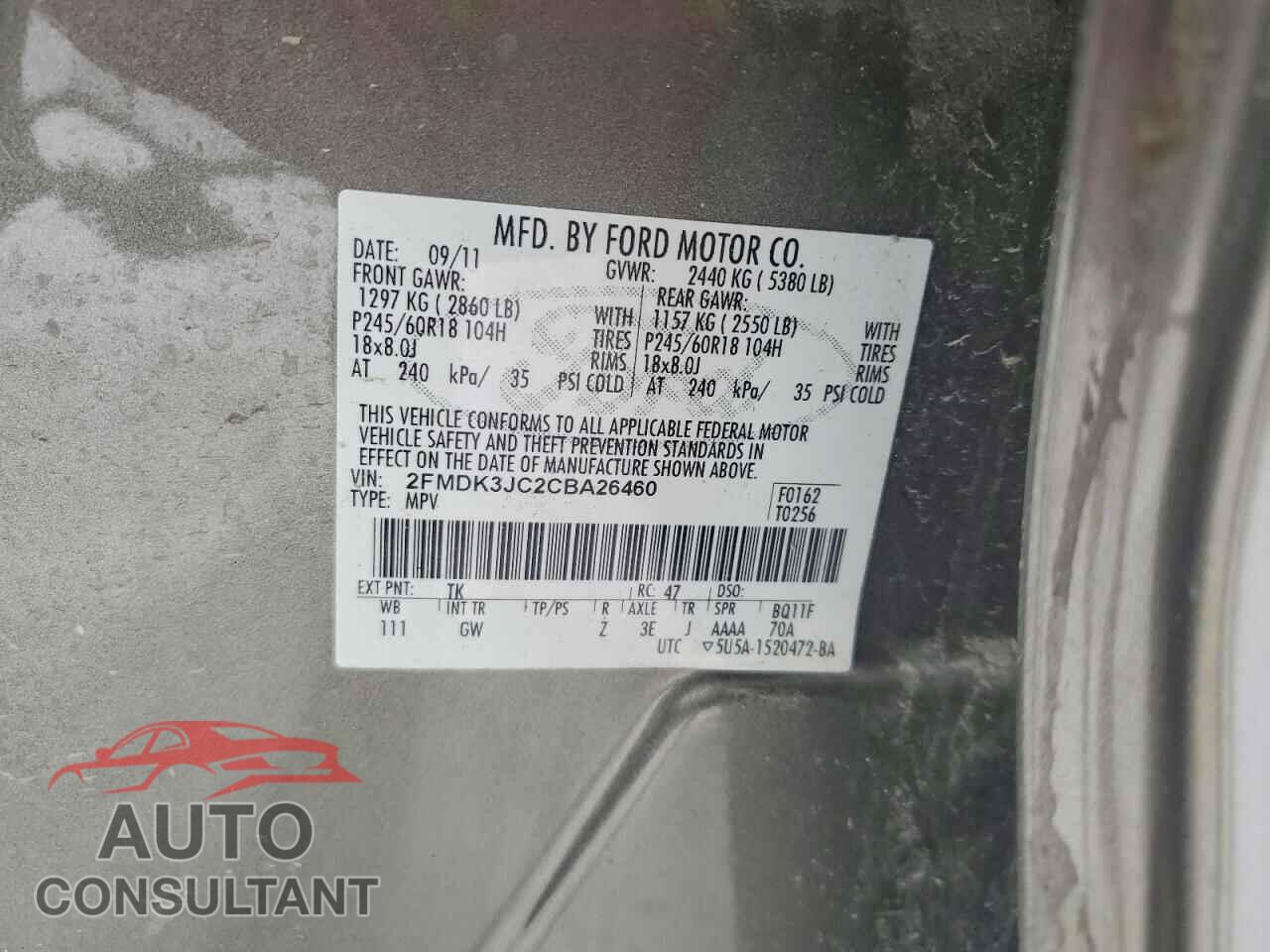 FORD EDGE 2012 - 2FMDK3JC2CBA26460