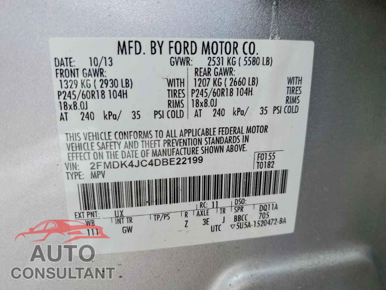 FORD EDGE 2013 - 2FMDK4JC4DBE22199