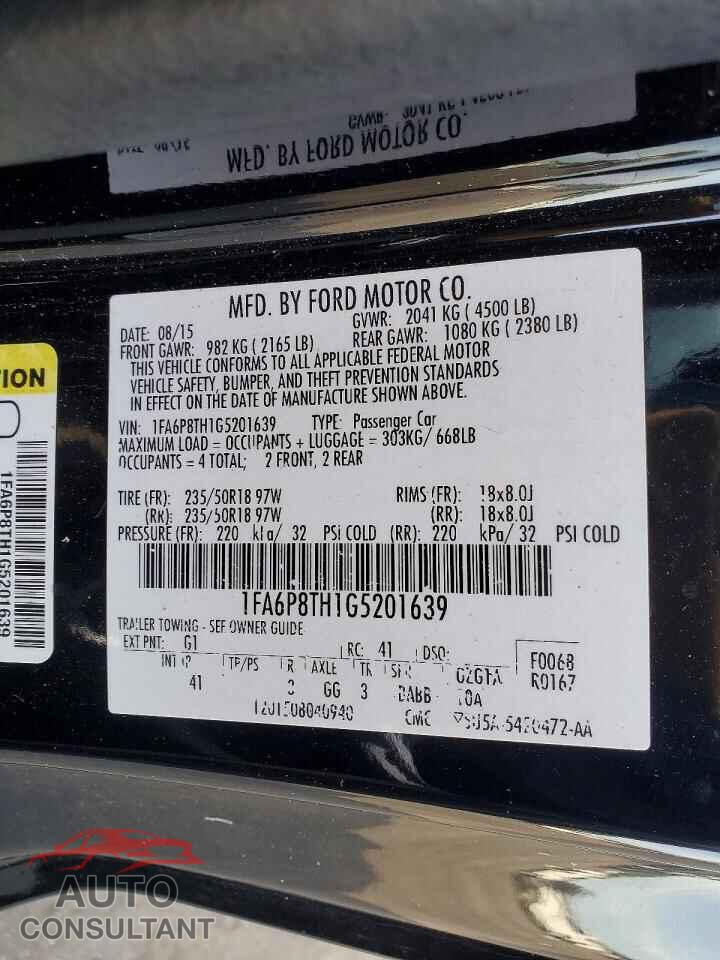 FORD MUSTANG 2016 - 1FA6P8TH1G5201639