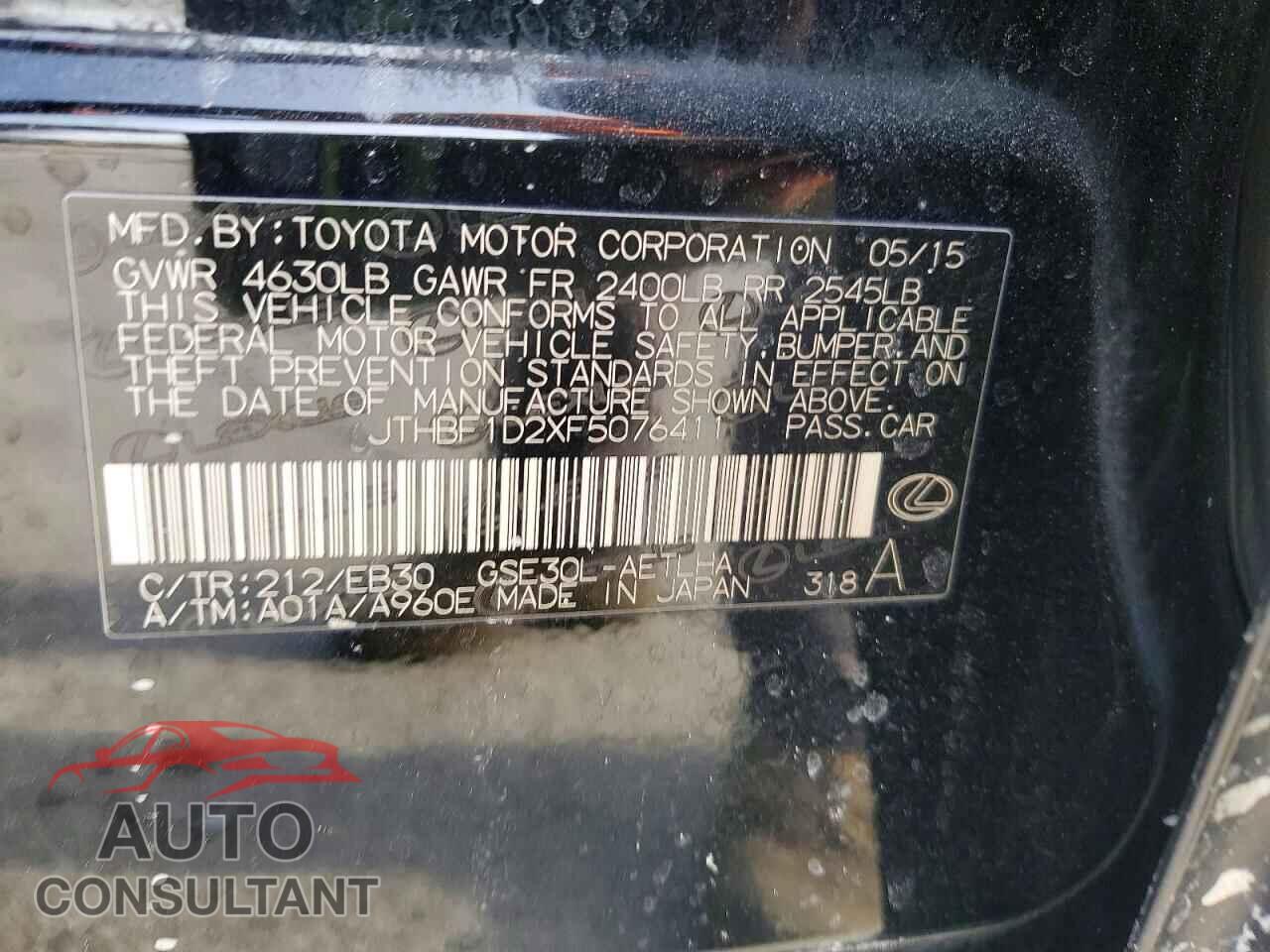 LEXUS IS 2015 - JTHBF1D2XF5076411