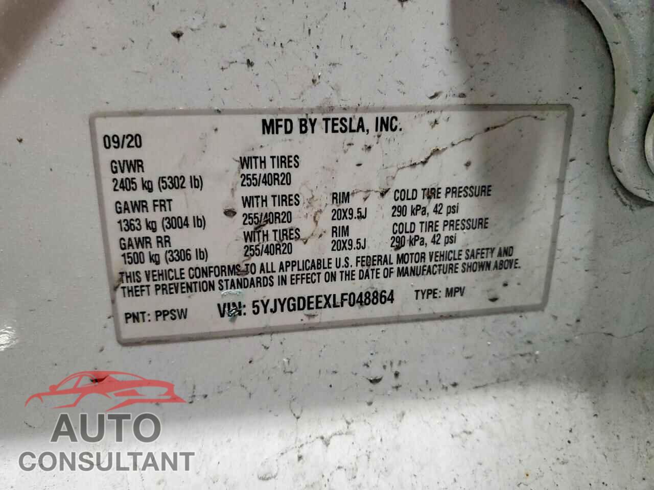TESLA MODEL Y 2020 - 5YJYGDEEXLF048864