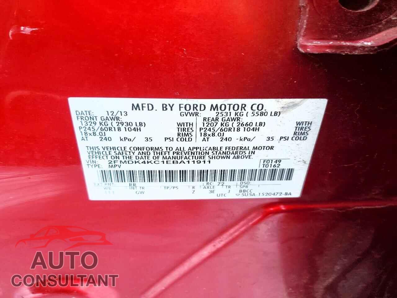 FORD EDGE 2014 - 2FMDK4KC1EBA11911