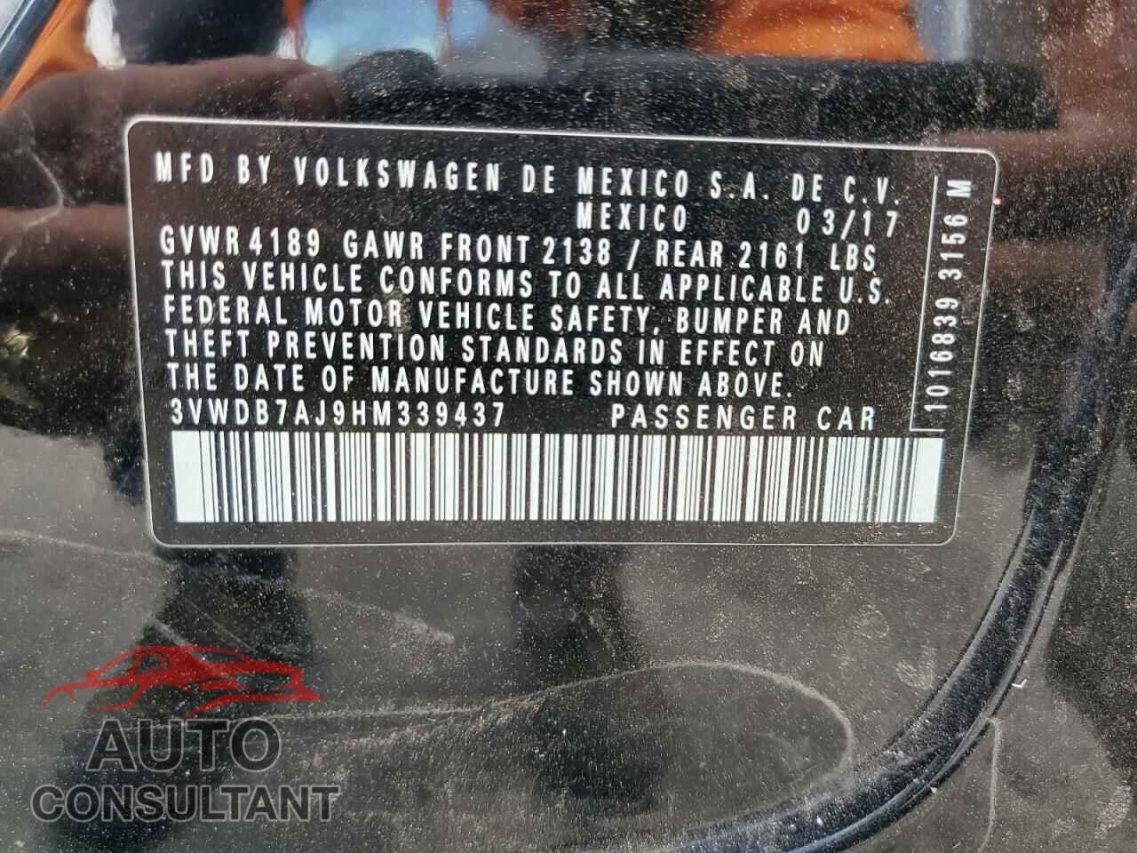 VOLKSWAGEN JETTA 2017 - 3VWDB7AJ9HM339437