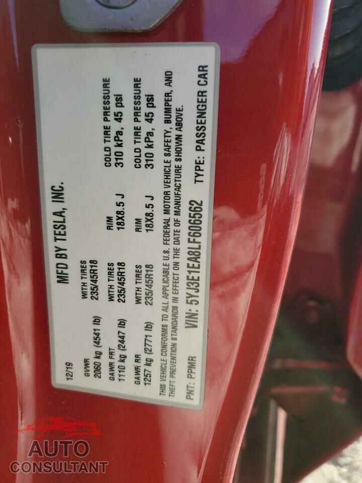 TESLA MODEL 3 2020 - 5YJ3E1EA8LF606562