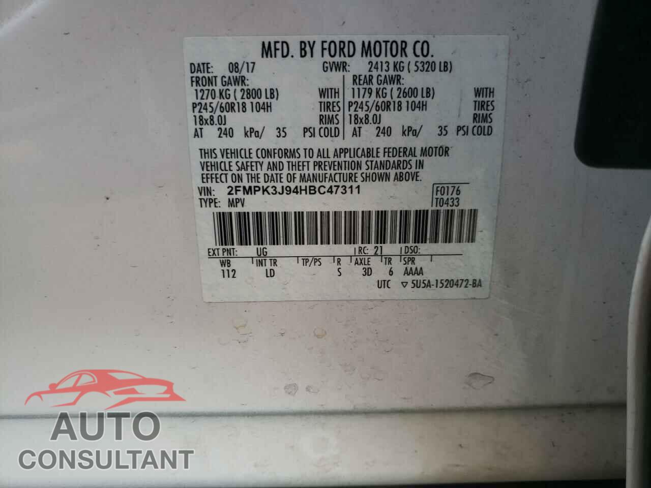FORD EDGE 2017 - 2FMPK3J94HBC47311