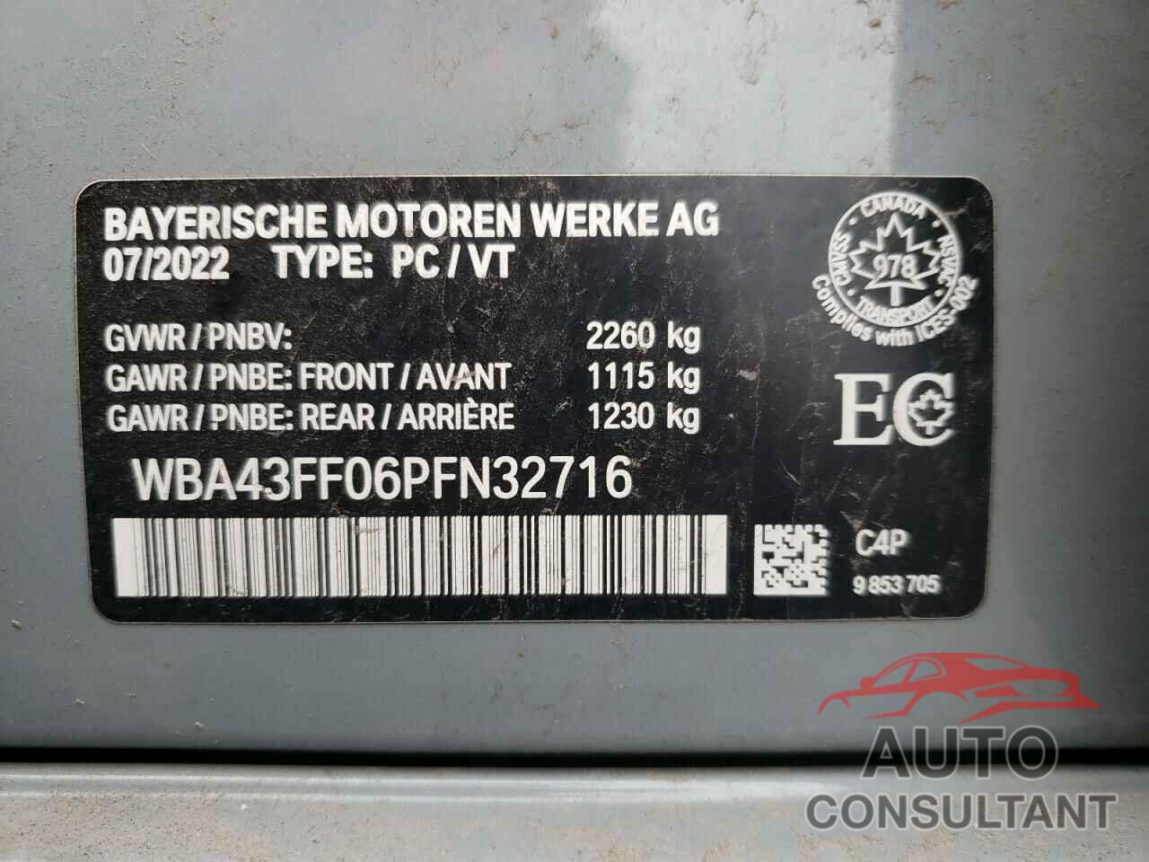 BMW M3 2023 - WBA43FF06PFN32716