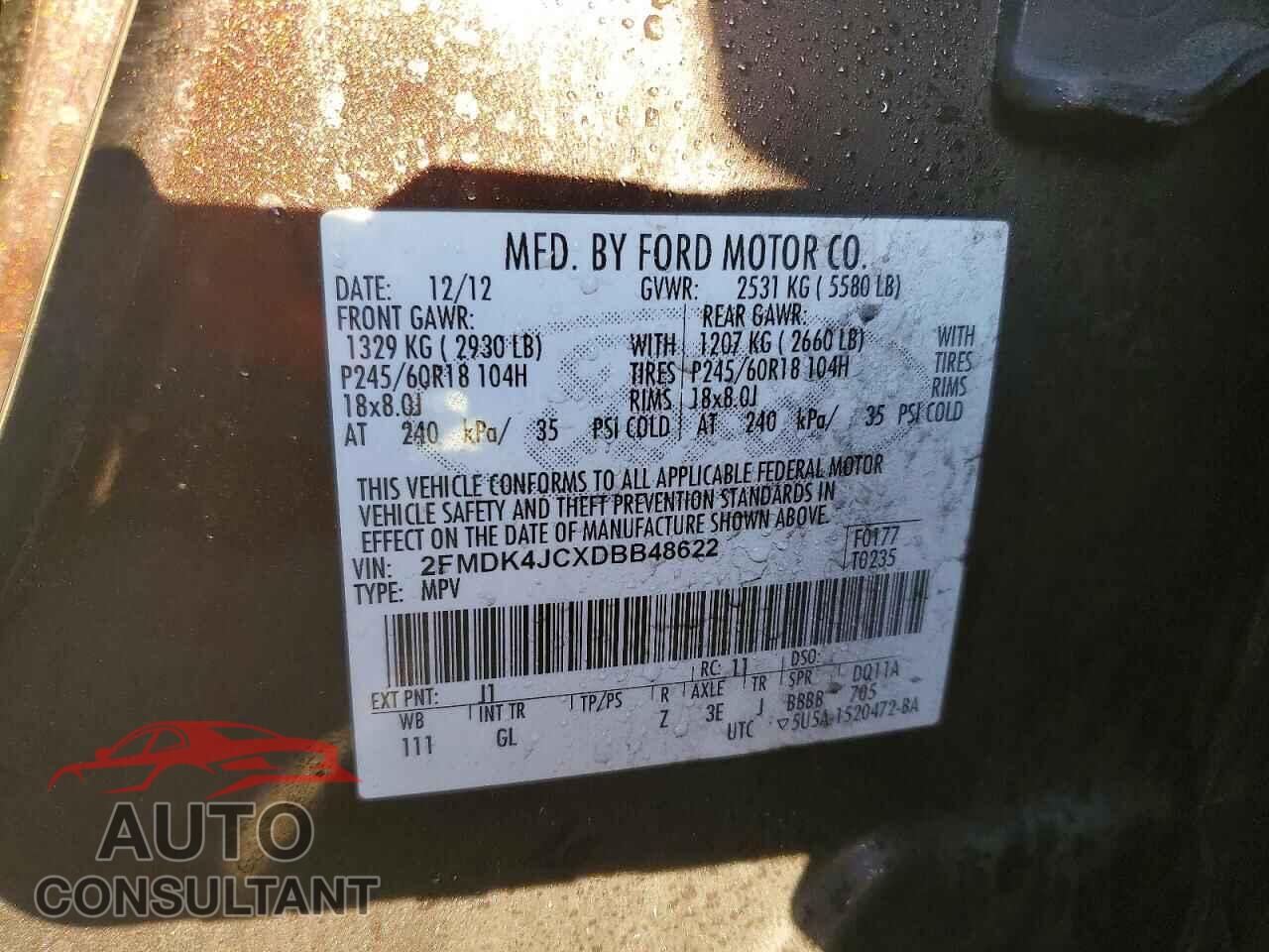 FORD EDGE 2013 - 2FMDK4JCXDBB48622