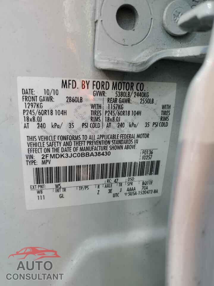 FORD EDGE 2011 - 2FMDK3JC0BBA38430