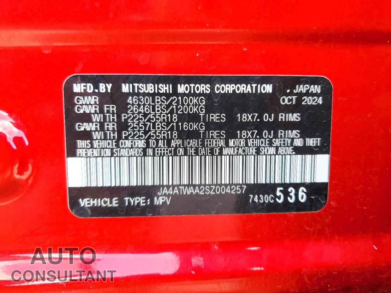 MITSUBISHI ECLIPSE 2025 - JA4ATWAA2SZ004257