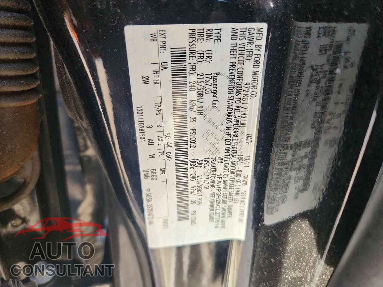 FORD FOCUS 2012 - 1FAHP3H25CL277614