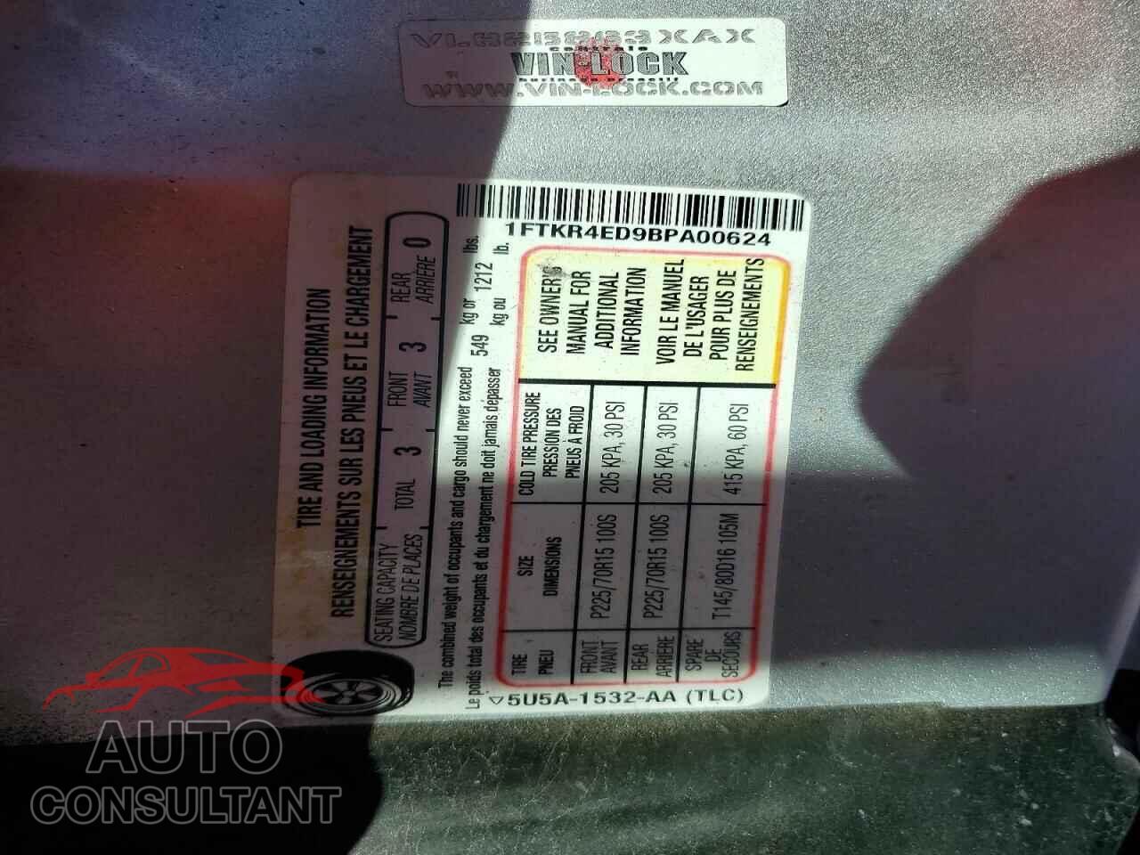 FORD RANGER 2011 - 1FTKR4ED9BPA00624