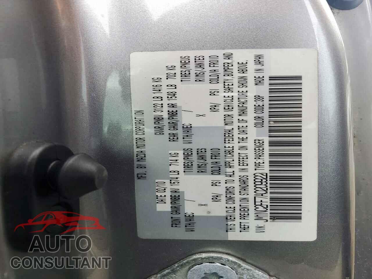 MAZDA MX5 2010 - JM1NC2FF7A0209922