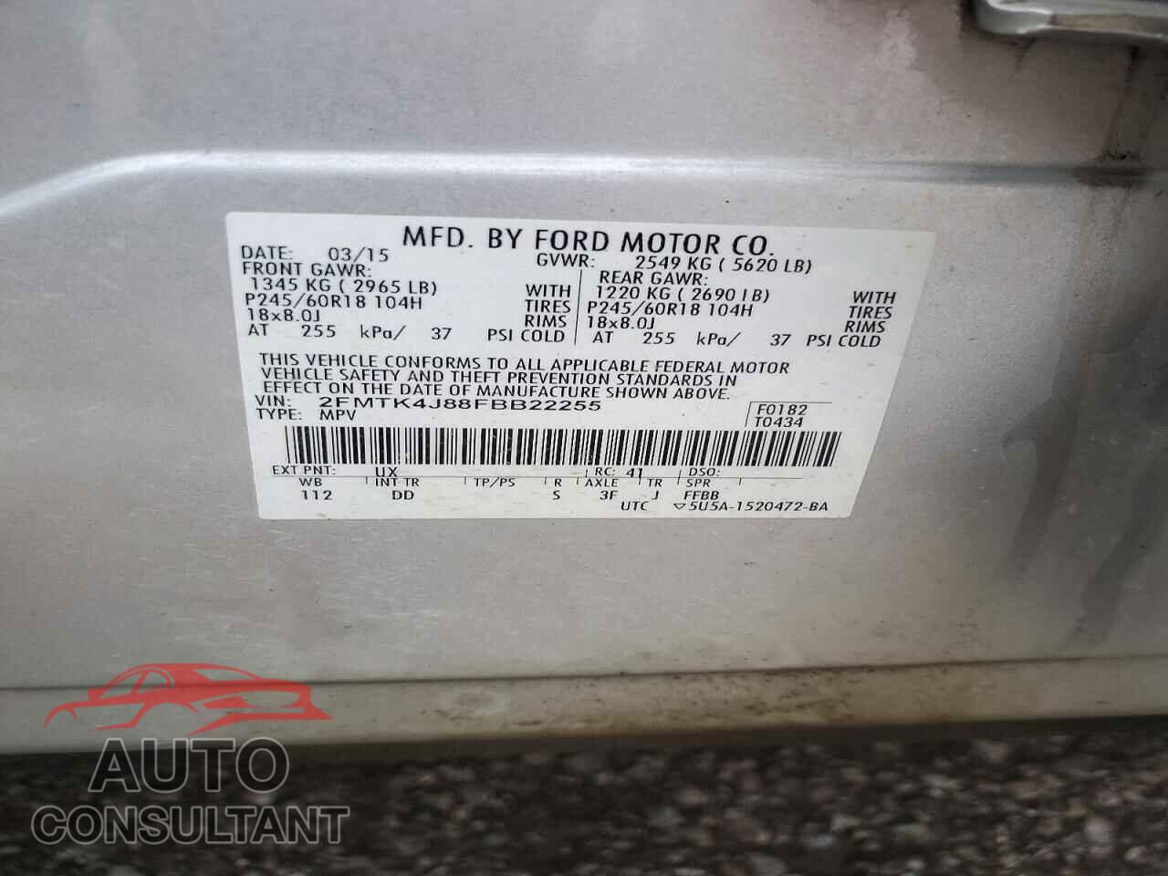 FORD EDGE 2015 - 2FMTK4J88FBB22255
