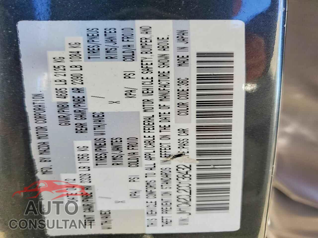 MAZDA 5 2012 - JM1CW2CL2C0138432
