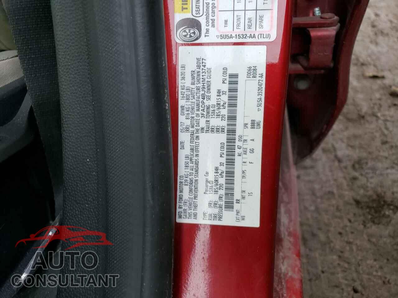 FORD FIESTA 2017 - 3FADP4BJ9HM137477