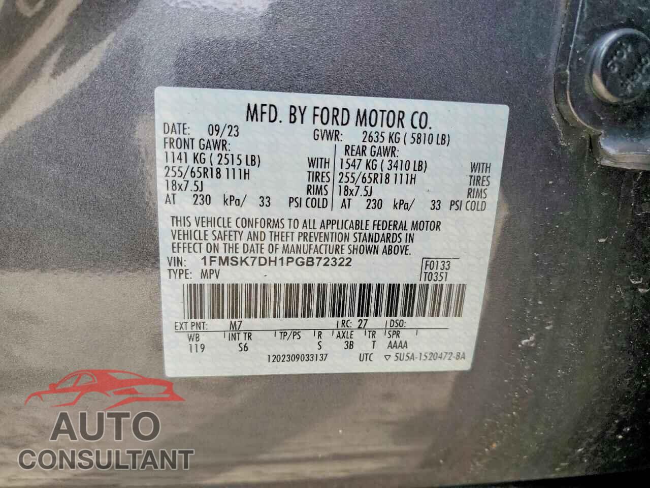 FORD EXPLORER 2023 - 1FMSK7DH1PGB72322