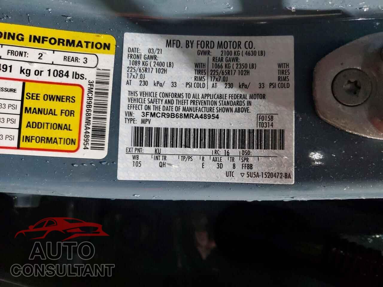 FORD BRONCO 2021 - 3FMCR9B68MRA48954
