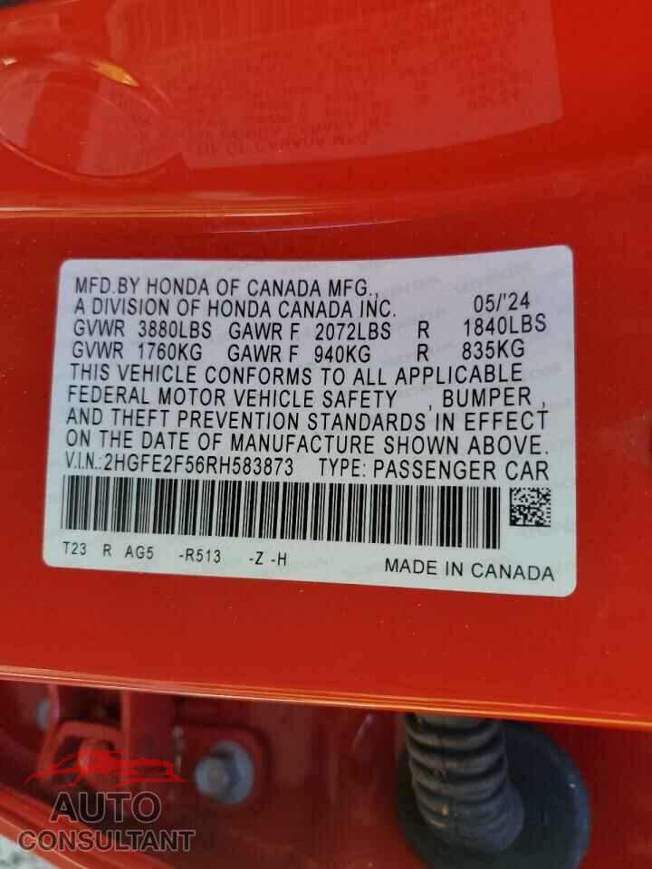 HONDA CIVIC 2024 - 2HGFE2F56RH583873