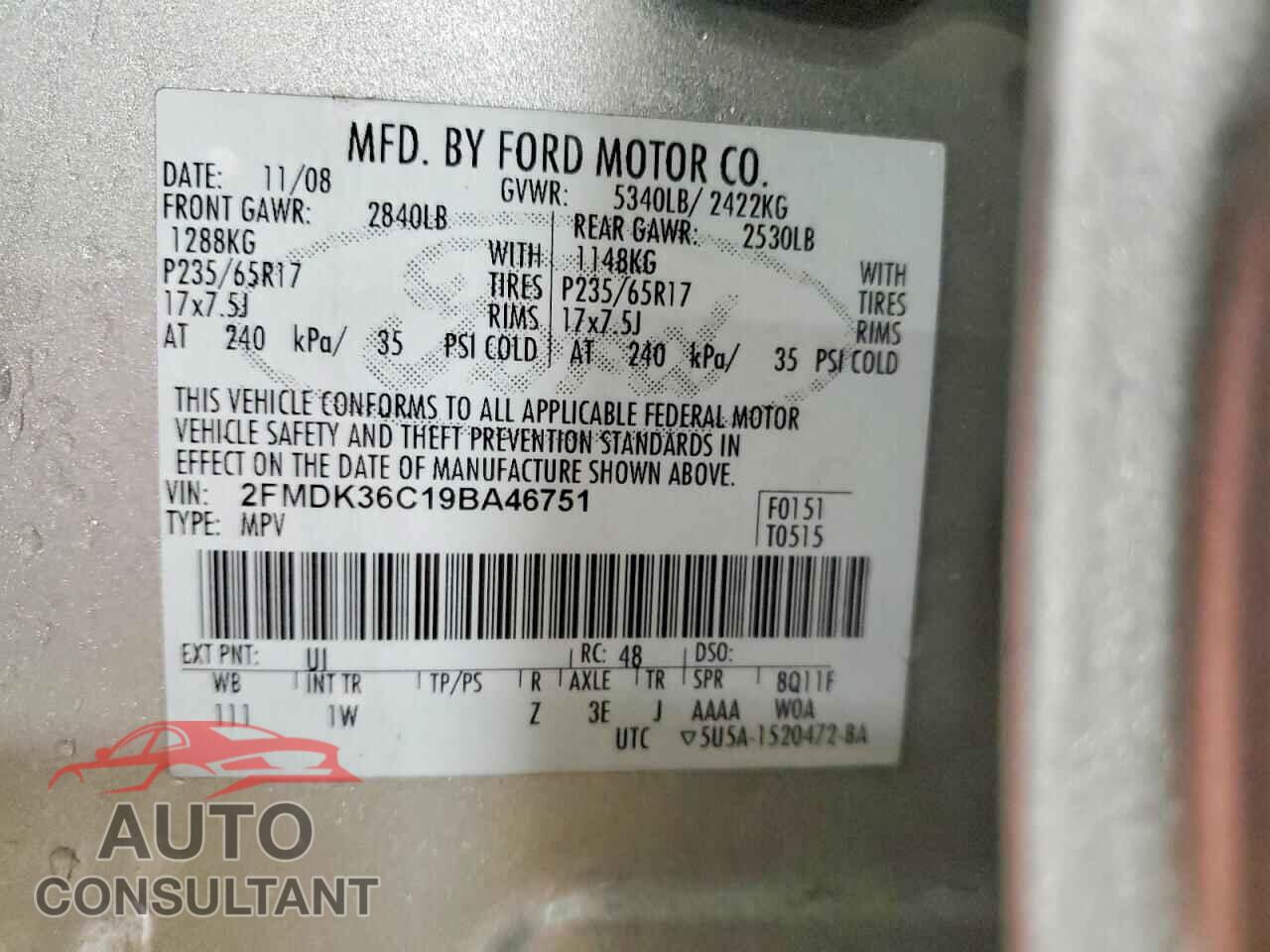 FORD EDGE 2009 - 2FMDK36C19BA46751