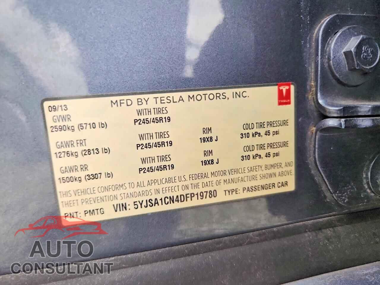 TESLA MODEL S 2013 - 5YJSA1CN4DFP19780