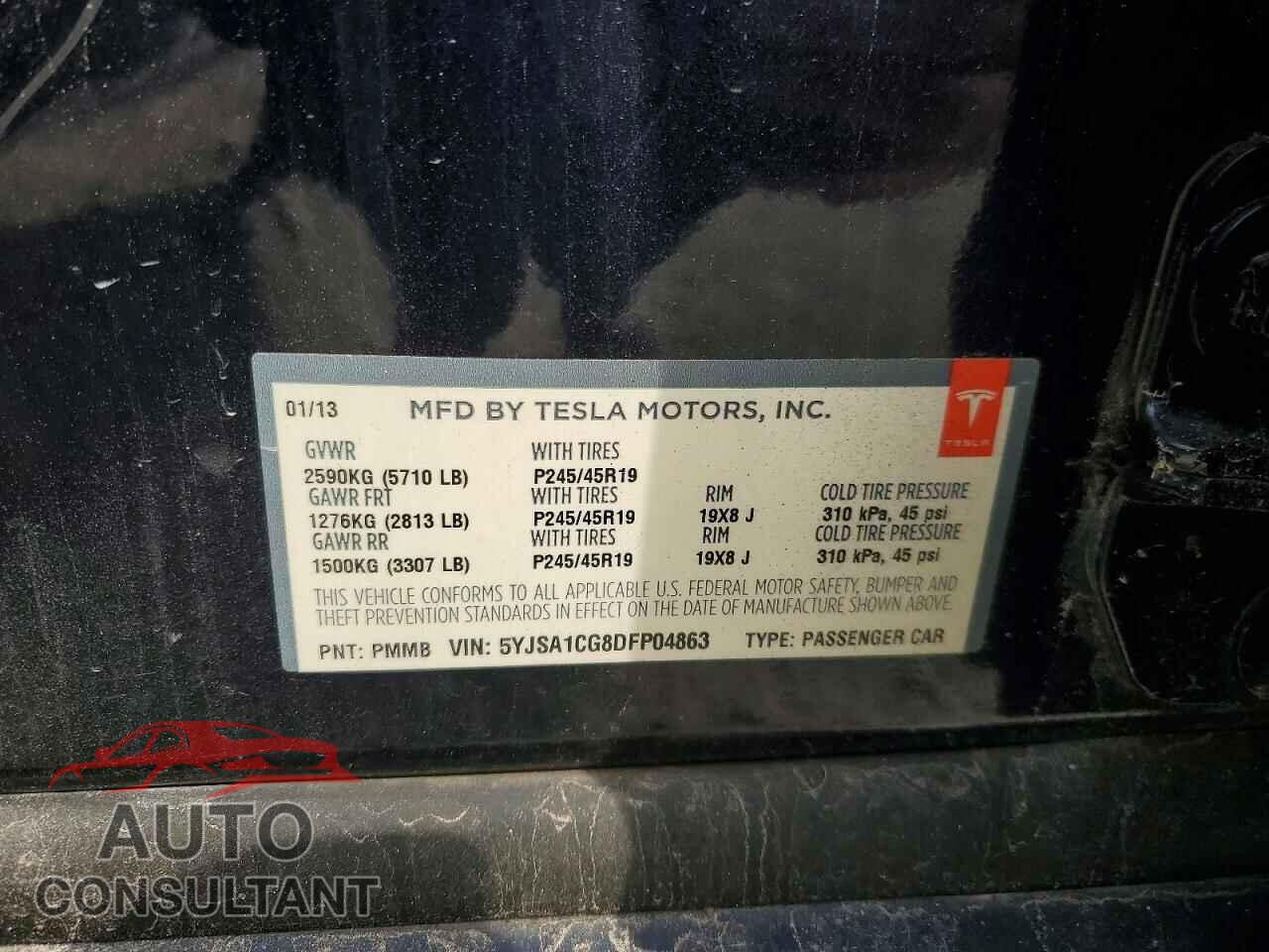 TESLA MODEL S 2013 - 5YJSA1CG8DFP04863