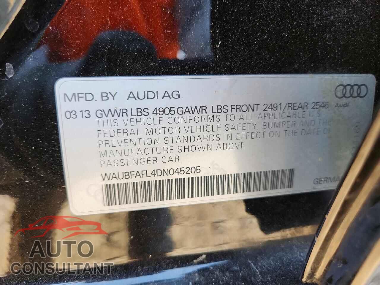 AUDI A4 2013 - WAUBFAFL4DN045205