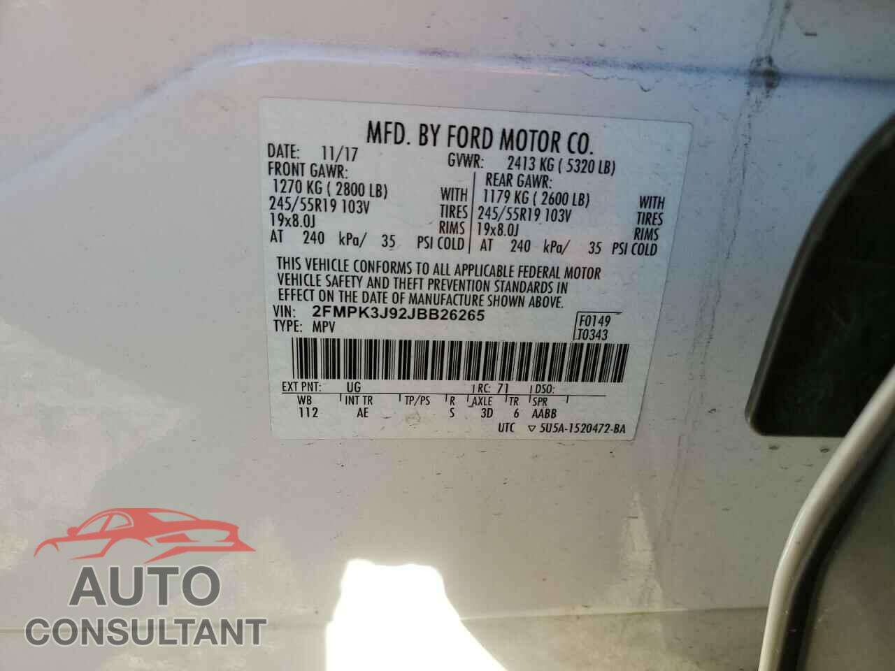 FORD EDGE 2018 - 2FMPK3J92JBB26265
