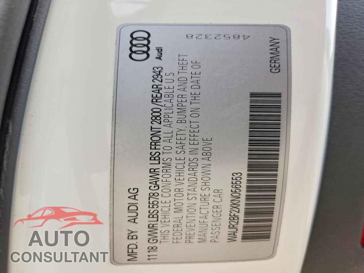 AUDI A7 2019 - WAUR2BF2XKN056553