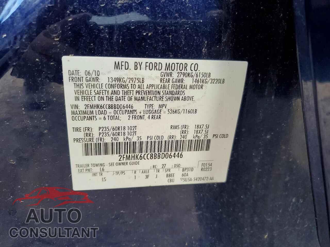 FORD FLEX 2011 - 2FMHK6CC8BBD06446