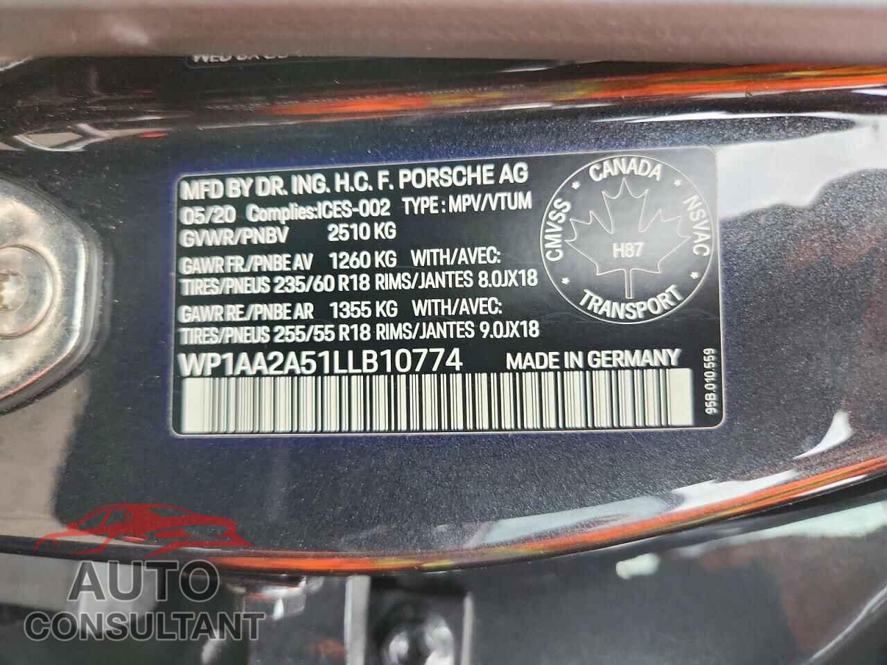 PORSCHE MACAN 2020 - WP1AA2A51LLB10774