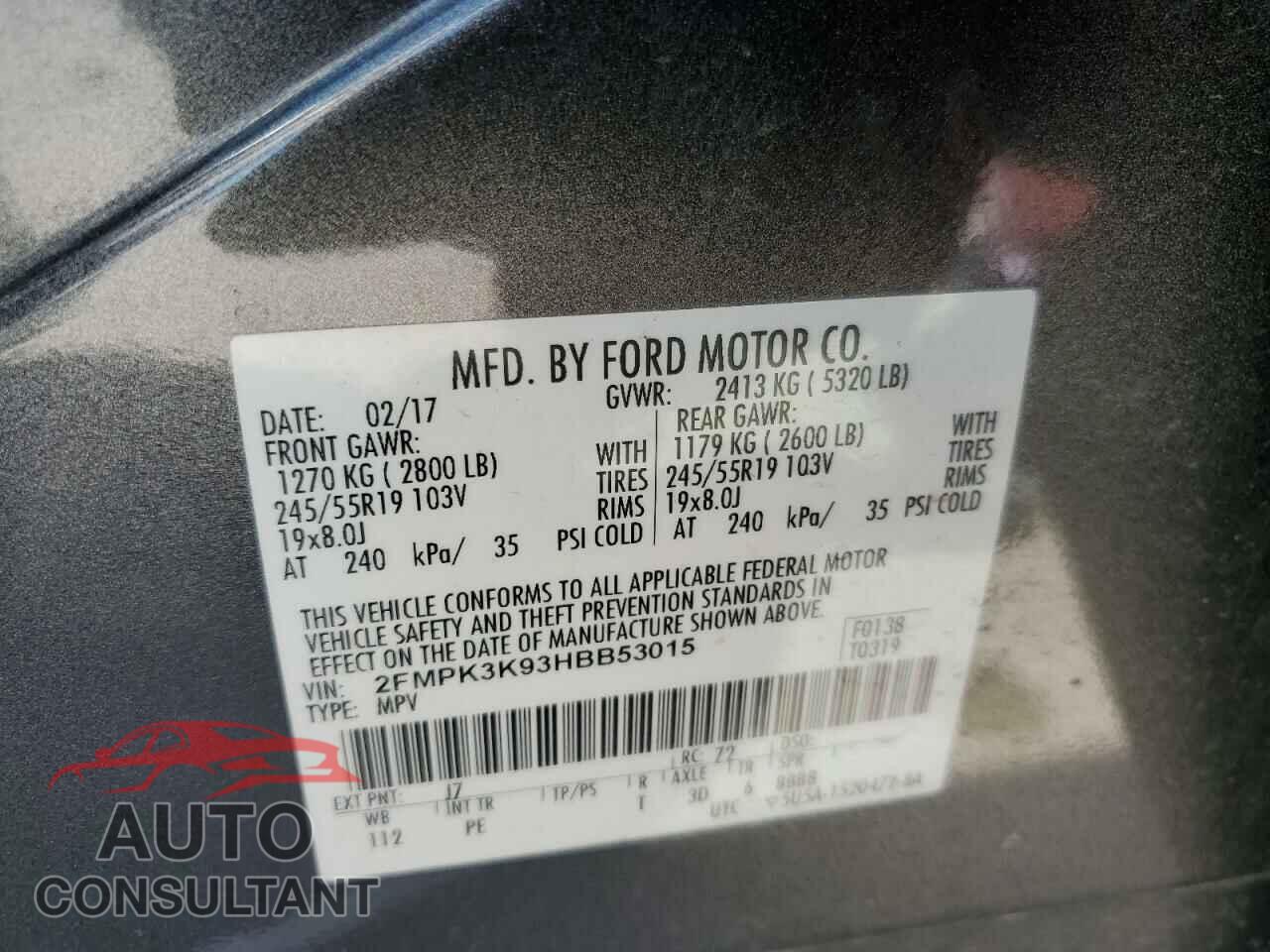 FORD EDGE 2017 - 2FMPK3K93HBB53015