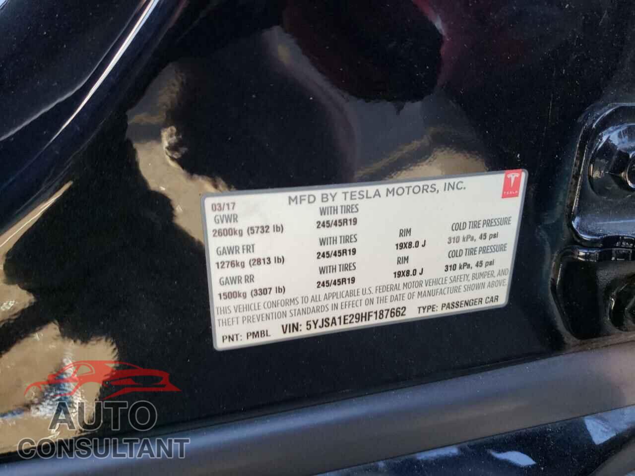 TESLA MODEL S 2017 - 5YJSA1E29HF187662