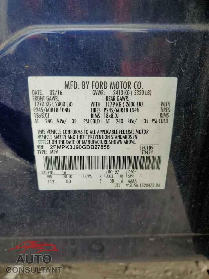 FORD EDGE 2016 - 2FMPK3J90GBB27858
